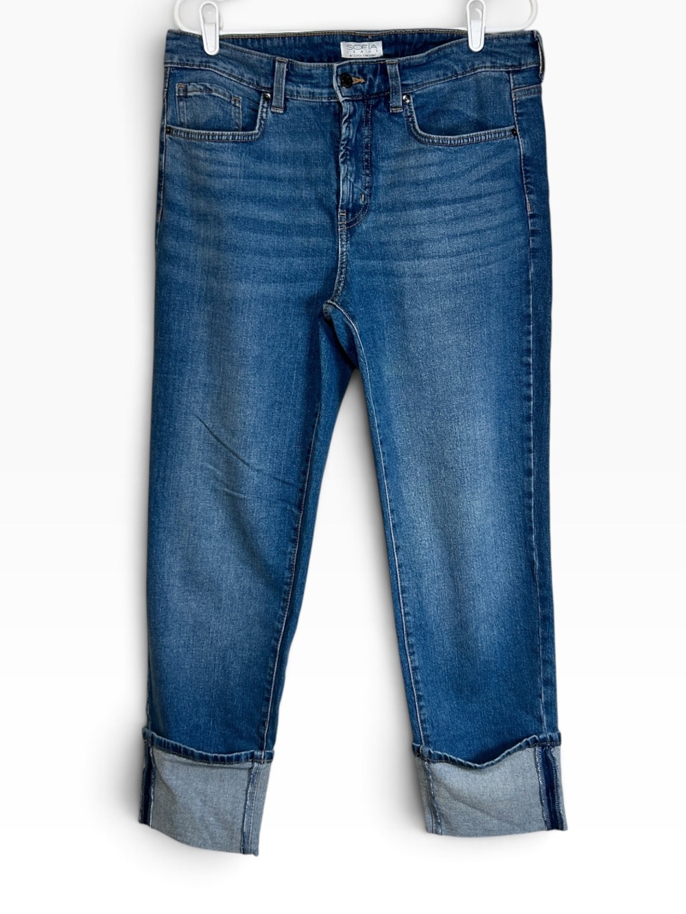 Sofia Jeans by Sofia Vergara Slim Cuffed Mid-Rise Blue Jeans - Size 12